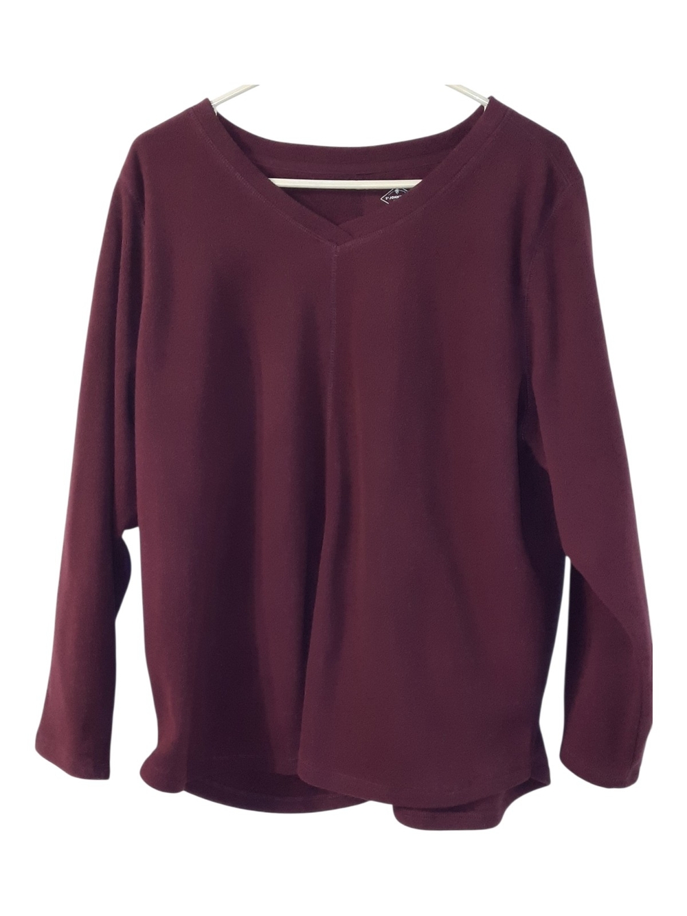 St John’s Bay Womens XXL V Neck Fleece Pullover Top 100% Polyester Burgundy
